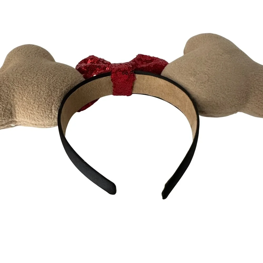 Minnie Mouse Gingerbread Holiday Ears Headband Red Sequin Bow Christmas Plush